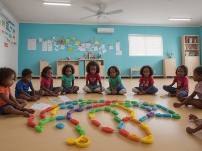 Crianças e professoras em sala de aula inclusiva, celebrando a diversidade e aprendendo juntas sobre síndrome de Down e inclusão escolar.