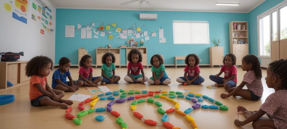 Crianças e professoras em sala de aula inclusiva, celebrando a diversidade e aprendendo juntas sobre síndrome de Down e inclusão escolar.