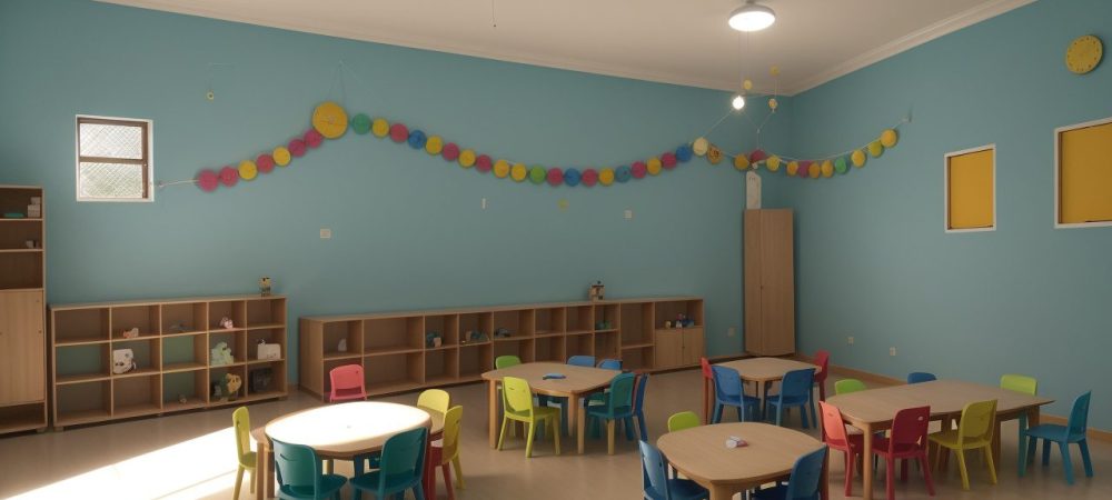 Crianças em sala de aula inclusiva, aprendendo e interagindo, com foco em inclusão da criança com paralisia cerebral.