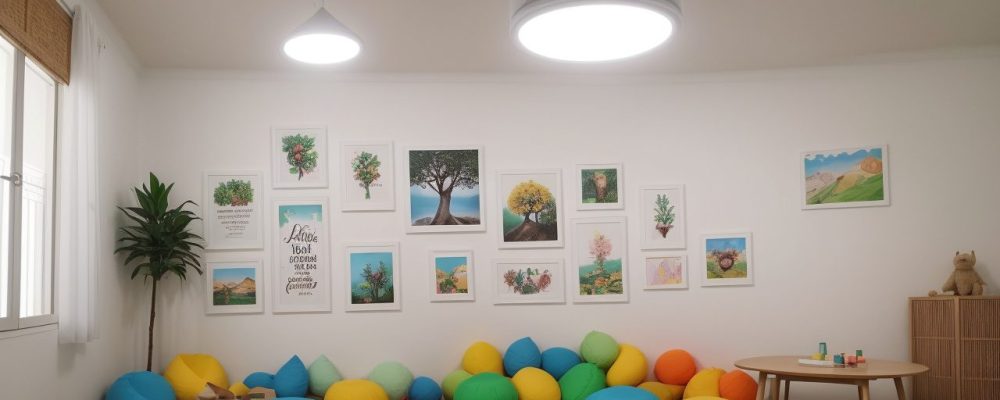 Crianças em sala de aula inclusiva, interagindo em um ambiente acolhedor e aprendendo juntas sobre inclusão escolar e TEA (Transtorno do Espectro Autista).