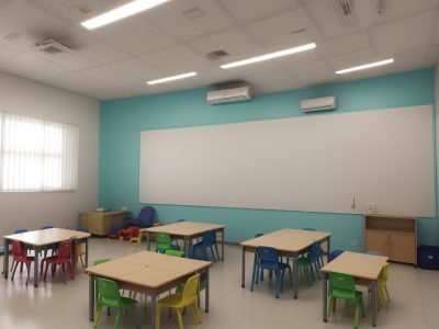 Crianças em sala de aula inclusiva, aprendendo juntas e colaborando em projetos, focando em estratégias para transtornos do desenvolvimento intelectual