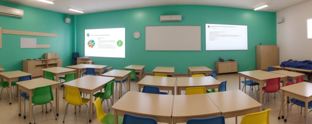 Crianças em sala de aula inclusiva, com foco em estratégias e adaptações curriculares para TDAH, promovendo aprendizado e bem-estar.
