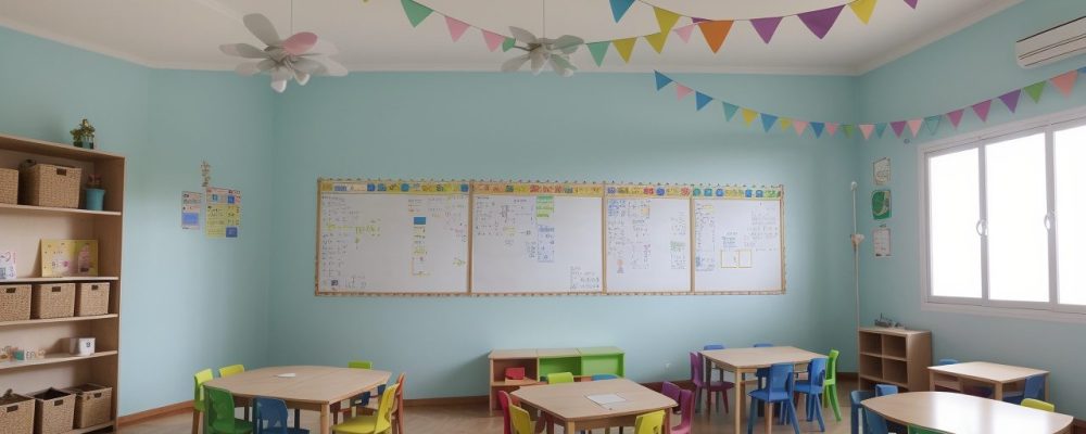 Crianças em sala de aula participando de atividades inclusivas, com foco em estratégias para TDAH e adaptações curriculares.