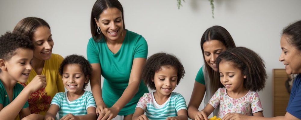 Crianças em sala de aula inclusiva, aprendendo juntas e interagindo de forma positiva, com foco no Transtorno Obsessivo-Compulsivo infantil.