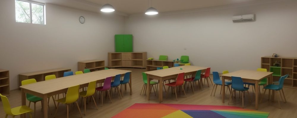 Crianças aprendendo em sala de aula com materiais em Braille e outros recursos pedagógicos inclusivos para deficiência visual.