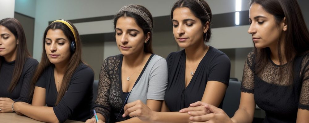 Imagem ilustrando ferramentas de inclusão, como legendas e intérpretes de Libras, para pessoas com deficiência auditiva.