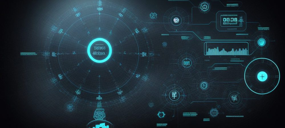 Imagem ilustrando a inovação tecnológica no serviço público com interface digital, dados e pessoas colaborando.