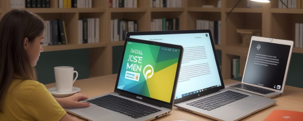 Jovem estudante acessando inscrição do Sisu 2026 online com cursos Educamundo ao fundo