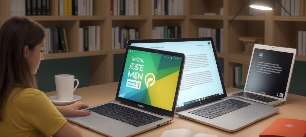 Jovem estudante acessando inscrição do Sisu 2026 online com cursos Educamundo ao fundo