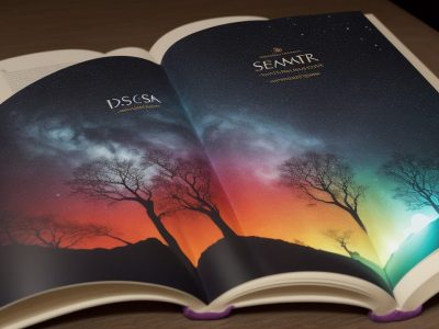 Ilustração mostrando uma pessoa lendo um texto em inglês, com elementos visuais representando a interpretação e compreensão.