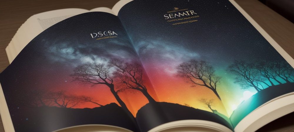 Ilustração mostrando uma pessoa lendo um texto em inglês, com elementos visuais representando a interpretação e compreensão.