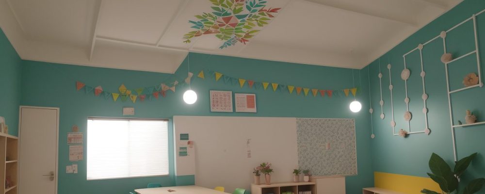 Sala de aula interativa com alunos engajados em atividades práticas de aprendizagem.