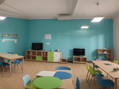 Ambiente de aprendizado dinâmico mostrando estratégias visuais para dificuldades de aprendizagem