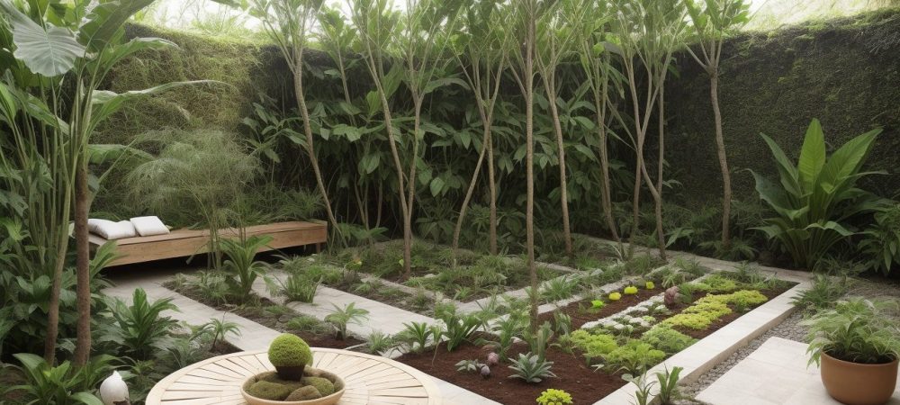 Imagem de uma horta em casa com diversas plantas para jardim, mostrando jardinagem sustentável e orgânica
