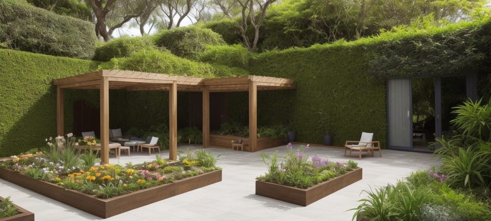 Imagem de uma horta caseira exuberante, com destaque para plantas para jardim e um curso de jardinagem online, simbolizando o aprendizado e a transformação.