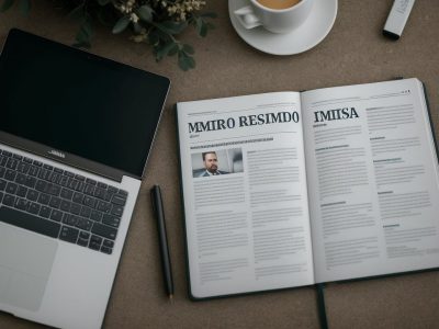 Imagem de um jornalista escrevendo em um jornal impresso, com foco em reportagens e técnicas de jornalismo.