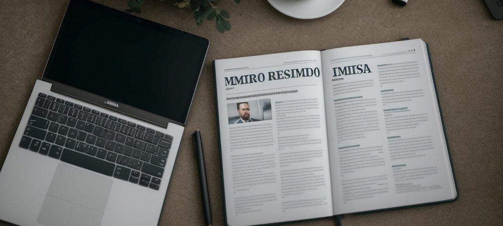 Imagem de um jornalista escrevendo em um jornal impresso, com foco em reportagens e técnicas de jornalismo.