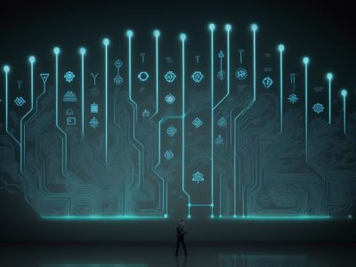 Representação visual do Poder Judiciário em ação, com foco em LGPD e segurança da informação, impactando servidores públicos e cidadãos.