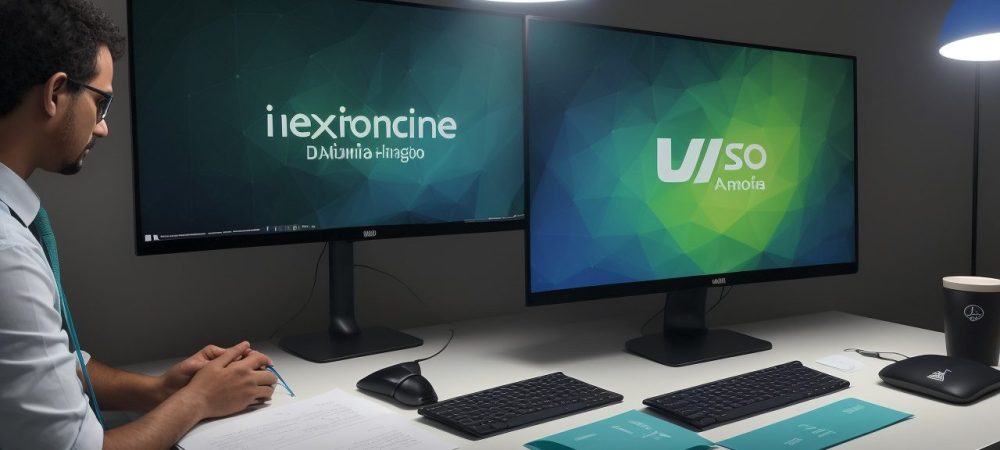 Ilustração mostrando a implementação da LGPD em uma empresa, com foco em proteção de dados pessoais e comunicação interna transparente.