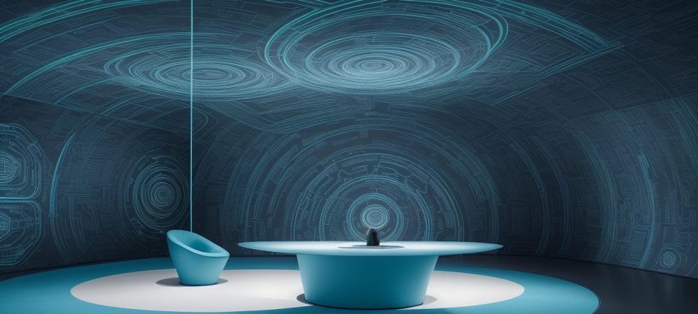 Representação visual de LGPD em sala de aula, com alunos interagindo com dados e recursos multimídia.