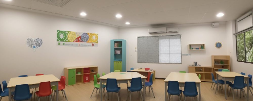 Representação visual da LGPD em ambiente escolar, com curso online de temas transversais e dados protegidos, focando na confiança e segurança.