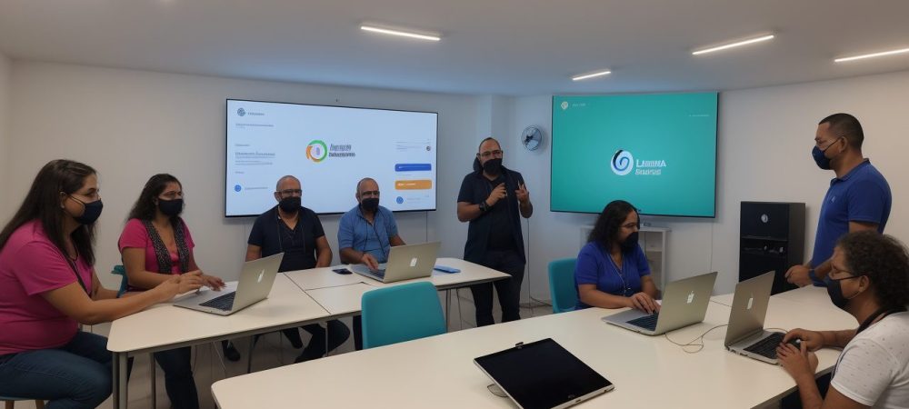 Servidores públicos aprendendo sobre LGPD em um curso online, com foco na proteção de dados e conformidade legal.