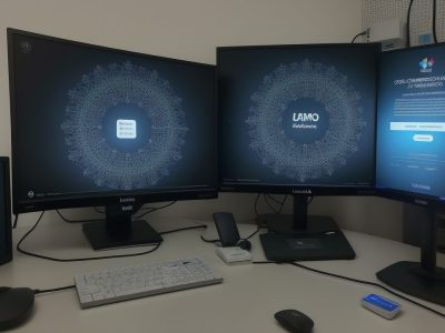 Laboratório de informática com computadores e estudantes engajados em atividades práticas e projetos colaborativos, com ferramentas para laboratório de informática