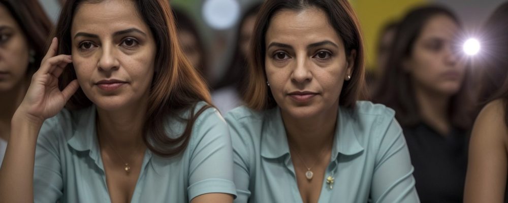 Imagem ilustrando a Lei Maria da Penha, mostrando mulheres recebendo apoio e informações sobre seus direitos.