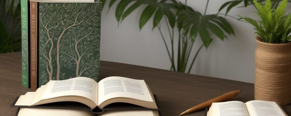 Imagem ilustrativa mostrando a relação entre leitura e escrita, com livros abertos e um ambiente que inspira a criatividade e o aprendizado.