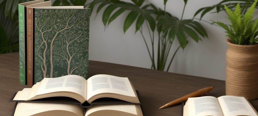 Imagem ilustrativa mostrando a relação entre leitura e escrita, com livros abertos e um ambiente que inspira a criatividade e o aprendizado.