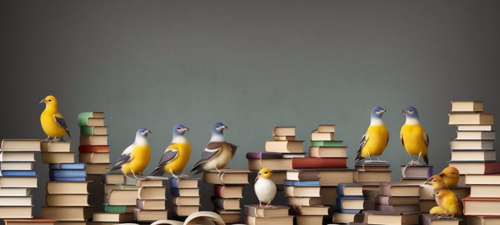 Imagem mostrando a relação entre leitura e escrita, com livros abertos, pessoas lendo e escrevendo, simbolizando a transformação da expressão pessoal.