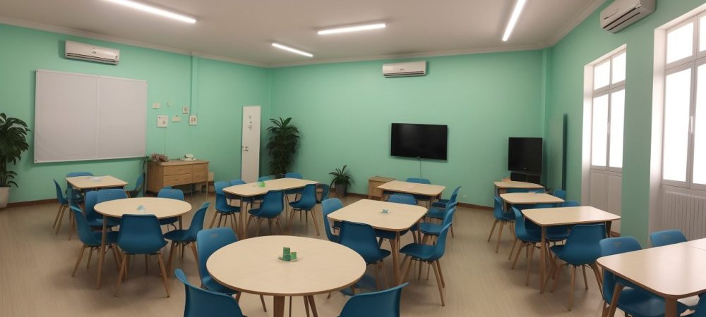 Mãos em Libras comunicando em um ambiente de sala de aula, representando acessibilidade e inclusão para surdos. Curso de Libras em destaque.