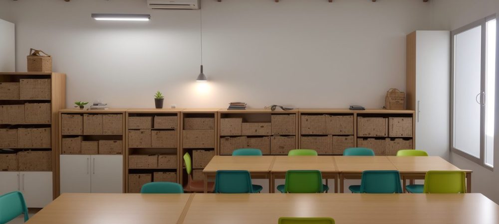 Professor utilizando recursos visuais e tecnológicos para ensinar linguística aplicada no ensino de língua portuguesa em sala de aula