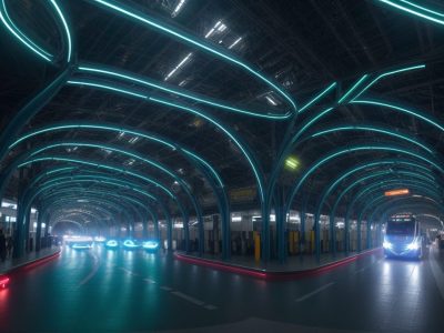 Representação visual da logística de transportes com foco em otimização de rotas e gestão de frota moderna