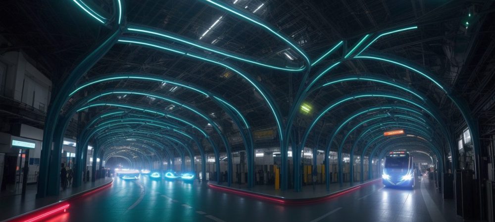 Representação visual da logística de transportes com foco em otimização de rotas e gestão de frota moderna