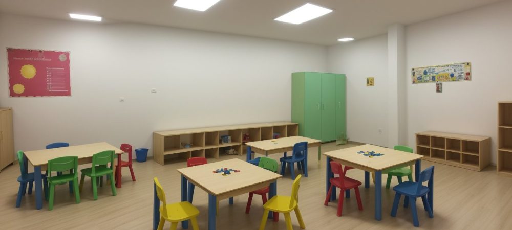 Crianças brincando com jogos e materiais educativos em uma aula de matemática para educação infantil, promovendo o aprendizado lúdico e engajador.