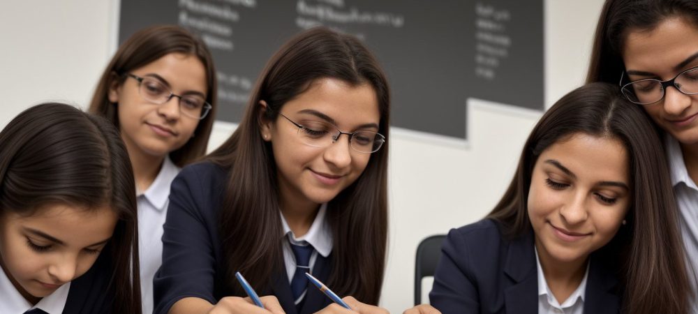 Diretor escolar recebendo mentoria em ambiente de trabalho colaborativo, focado em estratégias de liderança e desenvolvimento profissional.