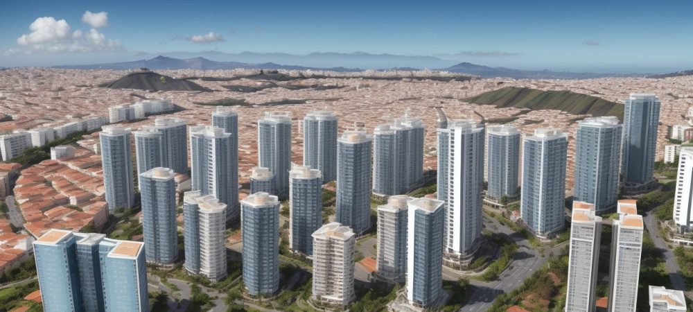 Mercado Imobiliário: Transações e Oportunidades de Negócios Representação visual do mercado imobiliário, mostrando transações, contratos e oportunidades para corretores e investidores.