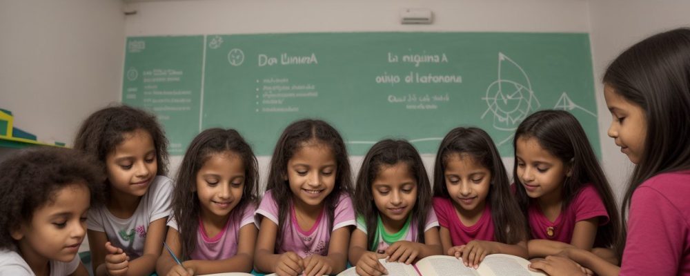 Professor utilizando metodologia de ensino da língua portuguesa em sala de aula, com foco em planejamento e alfabetização