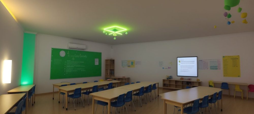 Professora aplicando metodologia do ensino da matemática em sala de aula com alunos engajados e recursos didáticos