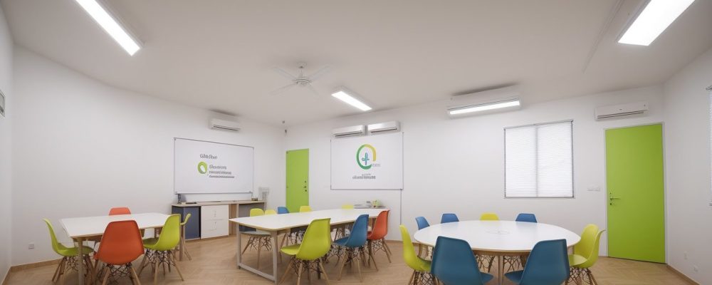 Alunos interagindo em sala de aula, utilizando metodologias ativas como sala de aula invertida, em um ambiente dinâmico e colaborativo.