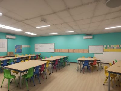 Alunos engajados em sala de aula, utilizando metodologias ativas para aprendizado colaborativo e dinâmico, com foco em exemplos de metodologias de ensino.