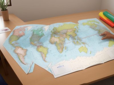 Professor e alunos explorando mapas mentais em sala de aula, representando metodologias ativas no ensino de geografia