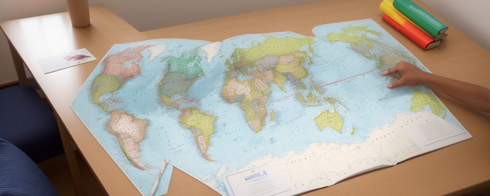 Professor e alunos explorando mapas mentais em sala de aula, representando metodologias ativas no ensino de geografia