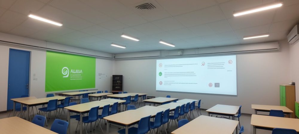 Alunos participando ativamente em uma sala de aula com metodologias ativas, focando na aprendizagem colaborativa e engajamento.
