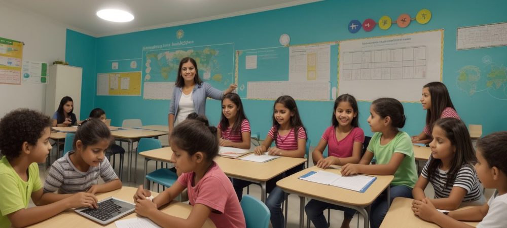 Crianças participando de atividades lúdicas em sala de aula, utilizando metodologias ativas para um aprendizado mais envolvente na educação infantil.