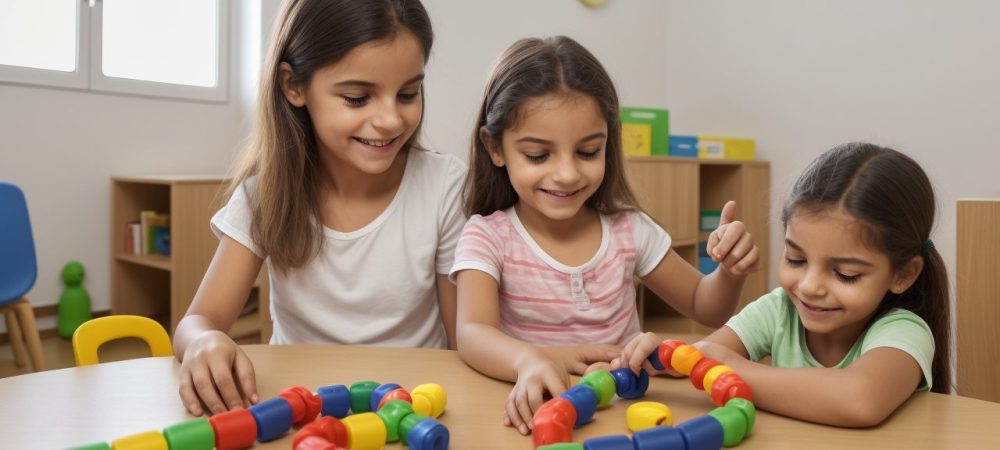Crianças participando ativamente de atividades lúdicas e interativas, explorando novas metodologias de ensino na educação infantil.