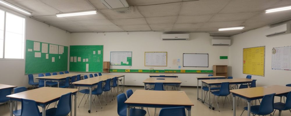 Professor aplicando metodologias ativas em sala de aula do ensino médio, com alunos engajados em projetos colaborativos e uso de tecnologias educacionais.