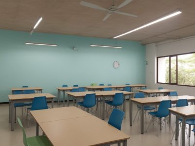 Estudantes engajados em sala de aula utilizando metodologias ativas no ensino superior, com foco em projetos e discussões