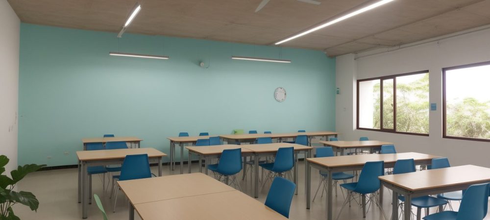 Estudantes engajados em sala de aula utilizando metodologias ativas no ensino superior, com foco em projetos e discussões
